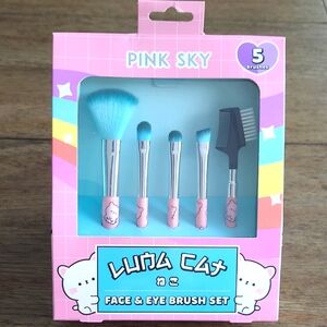 Pink Sky Face & Eye Brush Set - Luna Cat NWT Sealed